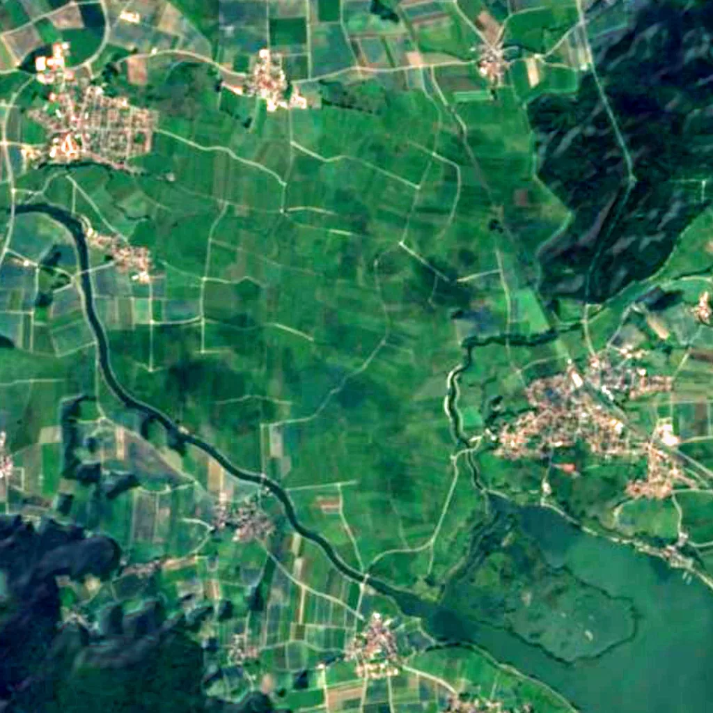 Altmühltal mit Brunst-Schwaigau und Altmühlsee seen from above (Sentinel-2)