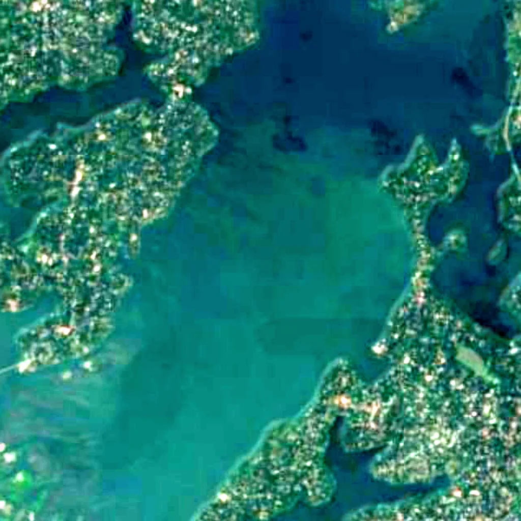 Ashtamudi Lake seen from above (Sentinel-2)