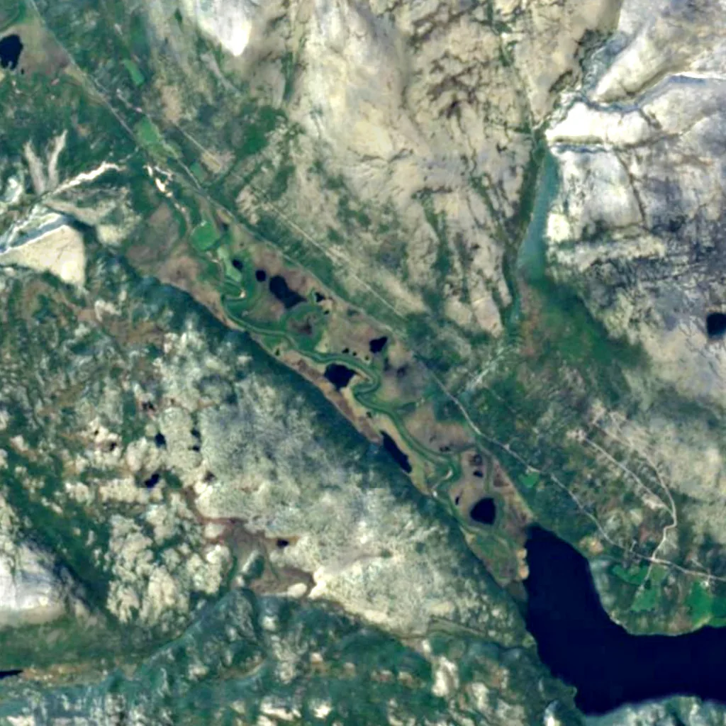 Atnsjømyrene seen from above (Sentinel-2)