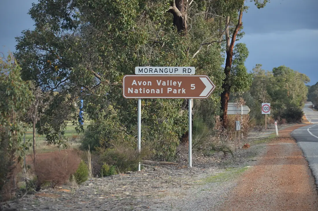 Avon Valley National Park and Morangup Road turn off sign