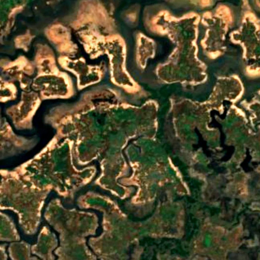Bao Bolong Wetland Reserve seen from above (Sentinel-2)