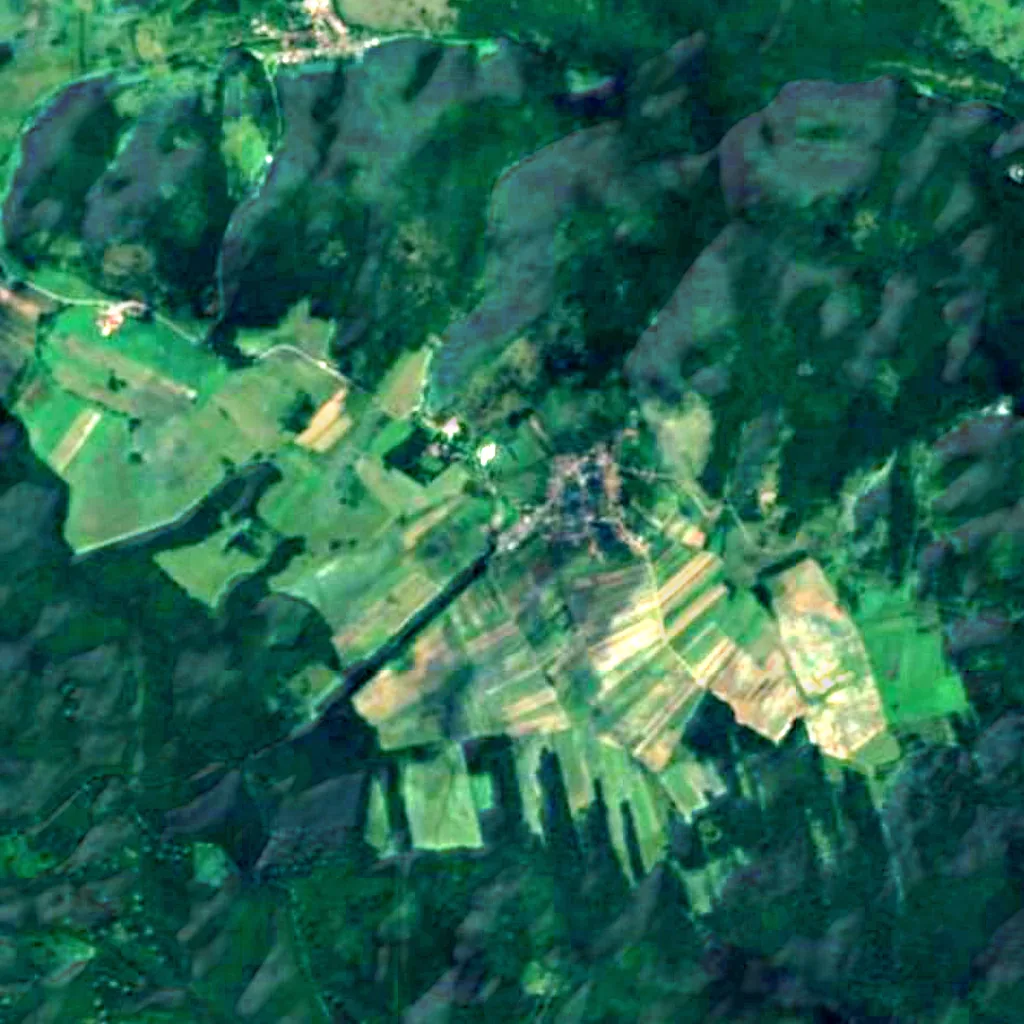 Baradla Domica cave system visto desde arriba (Sentinel-2)