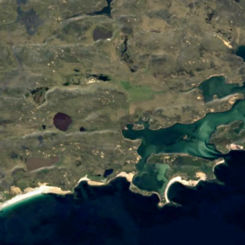 Bertha's Beach Important Bird Area von oben gesehen (Sentinel-2)