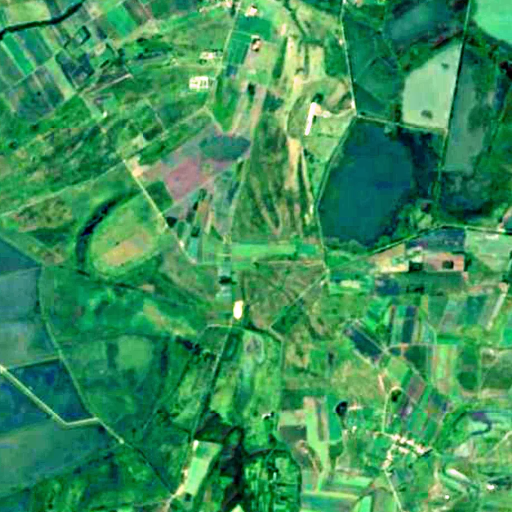 Biharugra Fishponds von oben gesehen (Sentinel-2)
