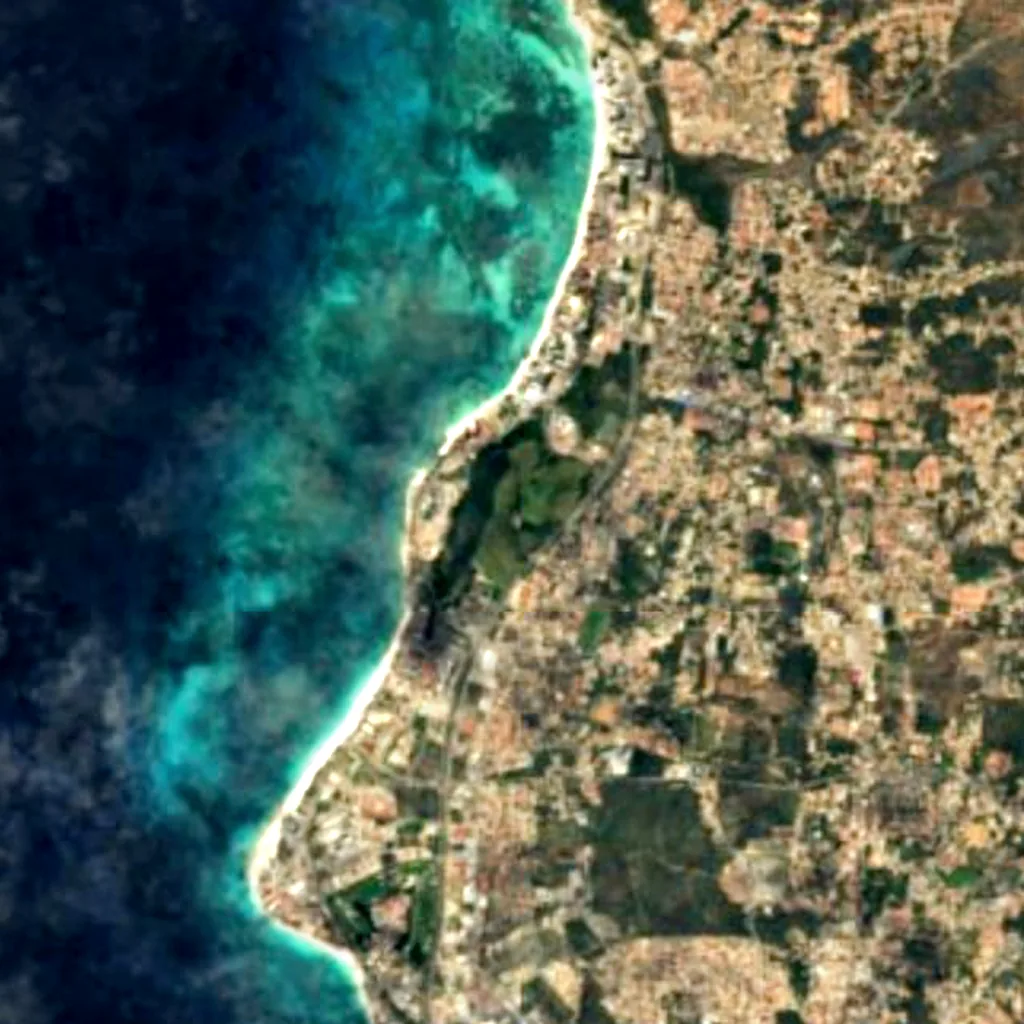 Bubali Bird Sanctuary von oben gesehen (Sentinel-2)