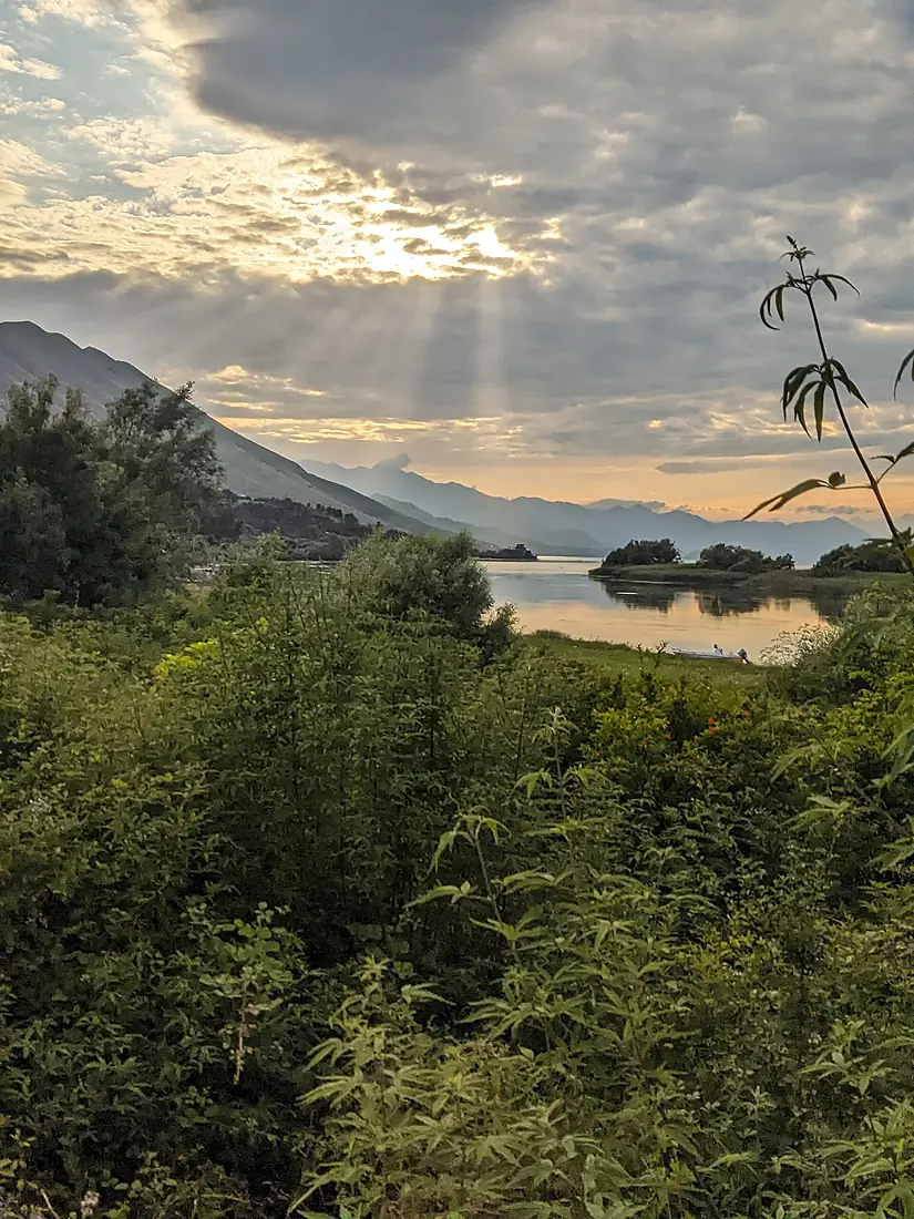 View onto the Buna river entering the lake Shkoder