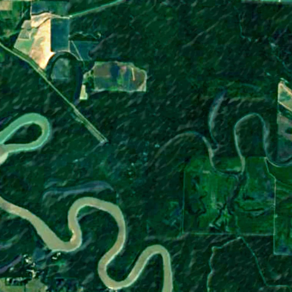 Cache River National Wildlife Refuge van boven gezien (Sentinel-2)