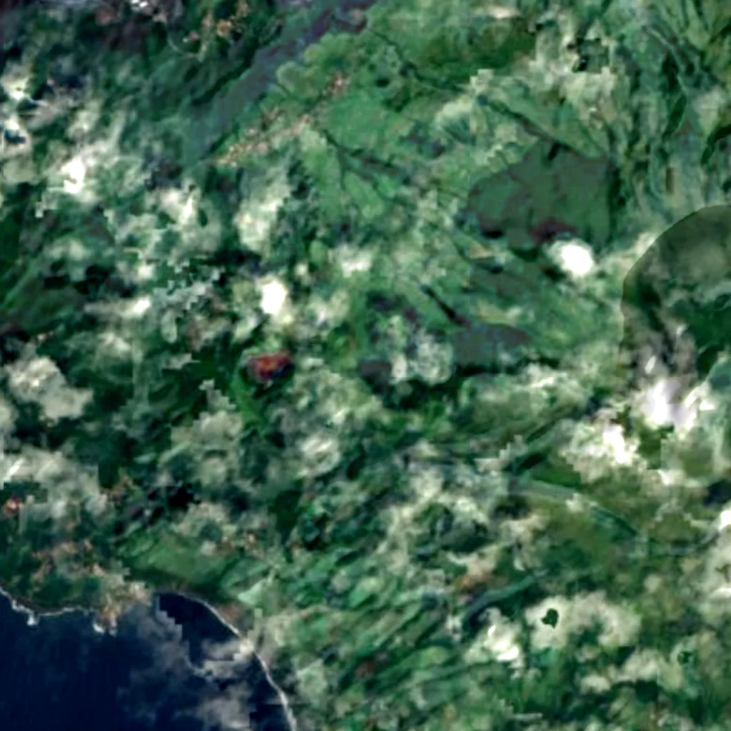 Caldeira e Capelinhos - Ilha do Faial von oben gesehen (Sentinel-2)