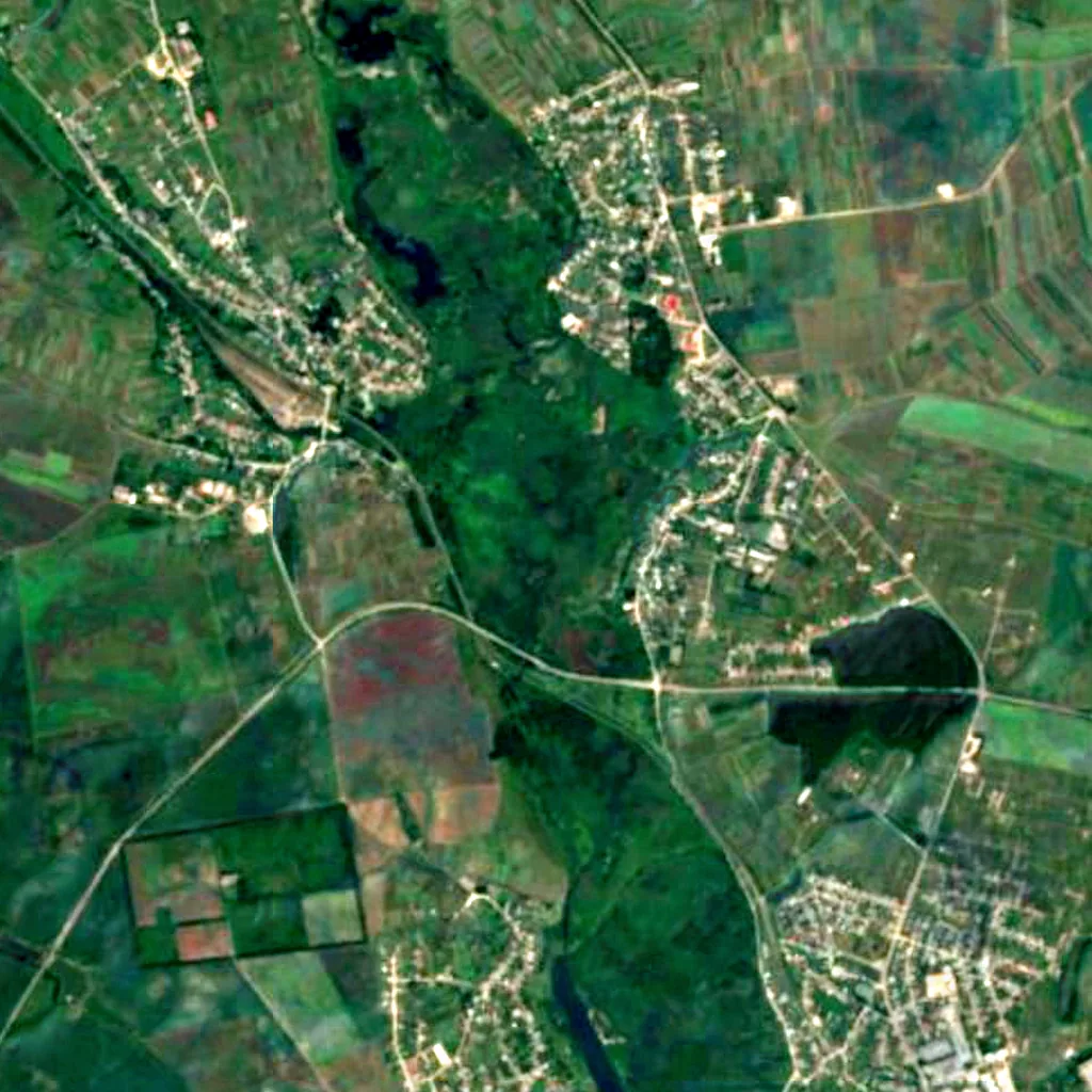 Chystyliv sanctuary visto desde arriba (Sentinel-2)