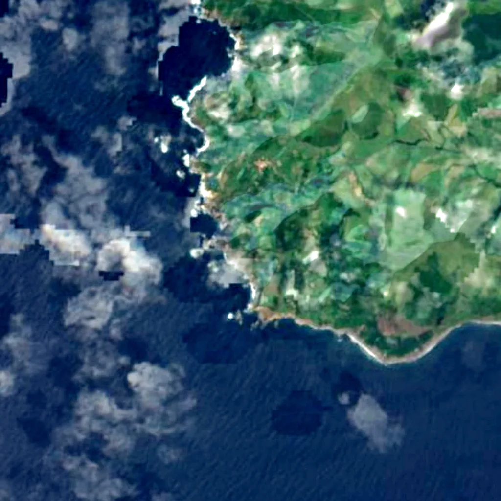 Costa Sul e Sudoeste - Ilha das Flores seen from above (Sentinel-2)