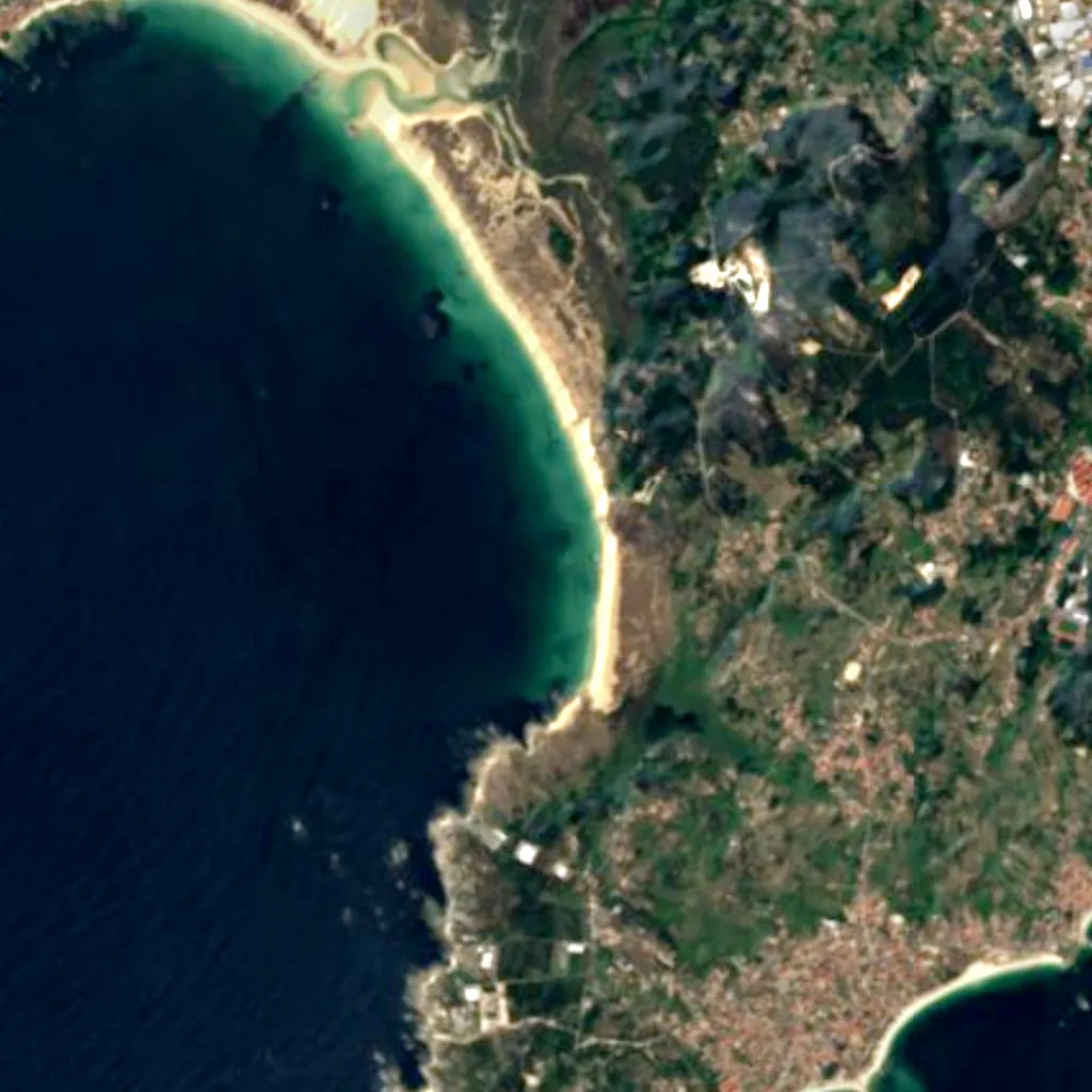Dunas de Corrubedo and Lagoas de Carregal e Vixán Natural Park seen from above (Sentinel-2)