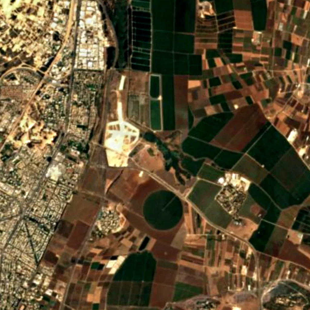 Réserve naturelle d'En Afek vu d'en haut (Sentinel-2)