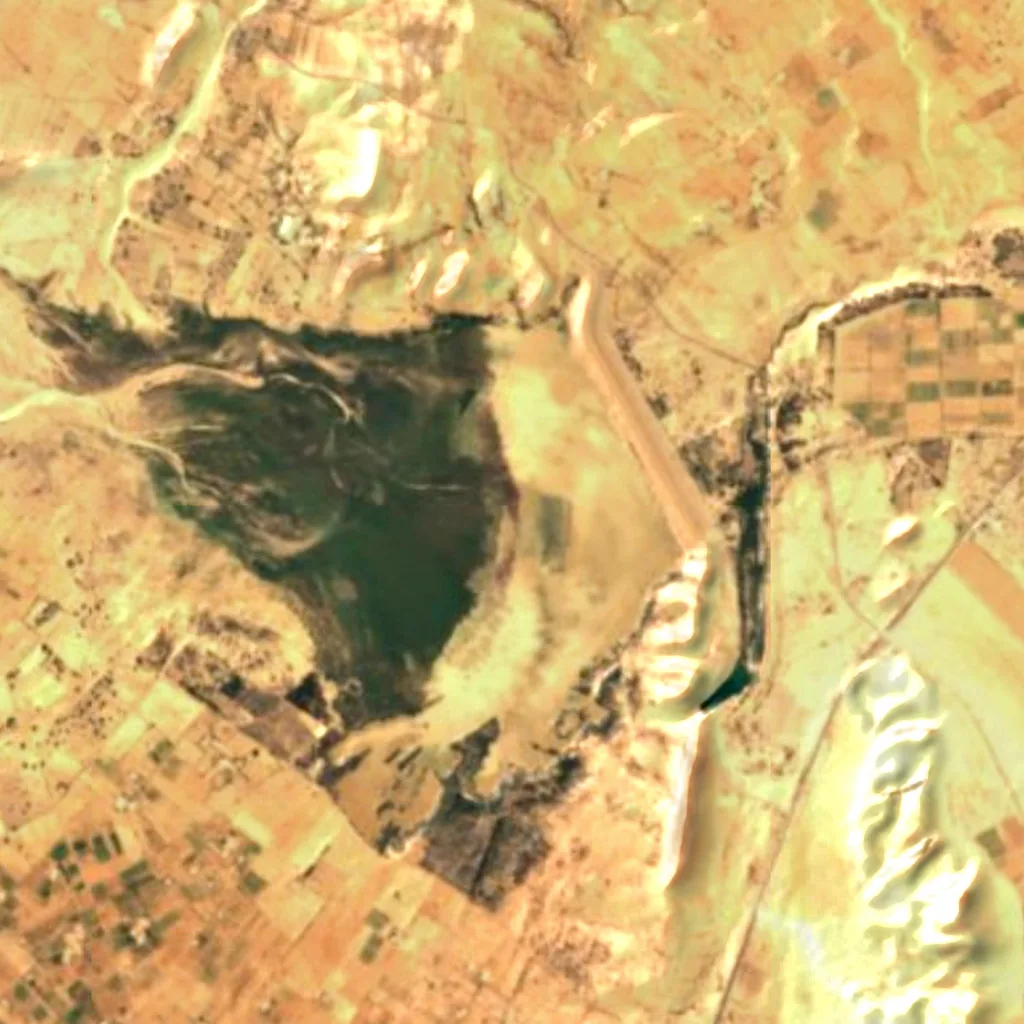 Presa de El Haouareb visto desde arriba (Sentinel-2)