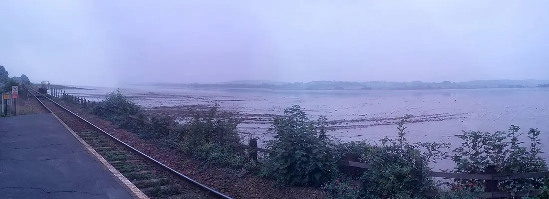 30th Sept 2013 Early morning view over the River Exe from Exton Railway Station, Devon, on the Avocet Line. IMG 20130930 081912-PANO.jpg - panoramio