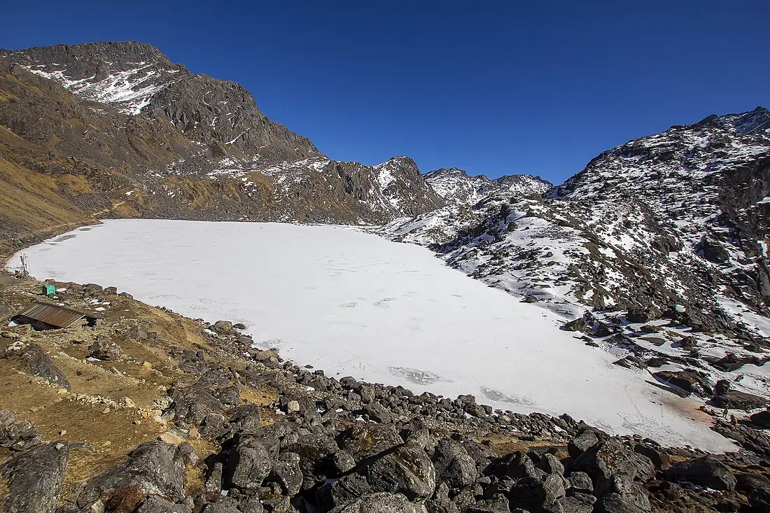 The Holy Gosainkunda Lake during the winter. (By Saroj Pandey)