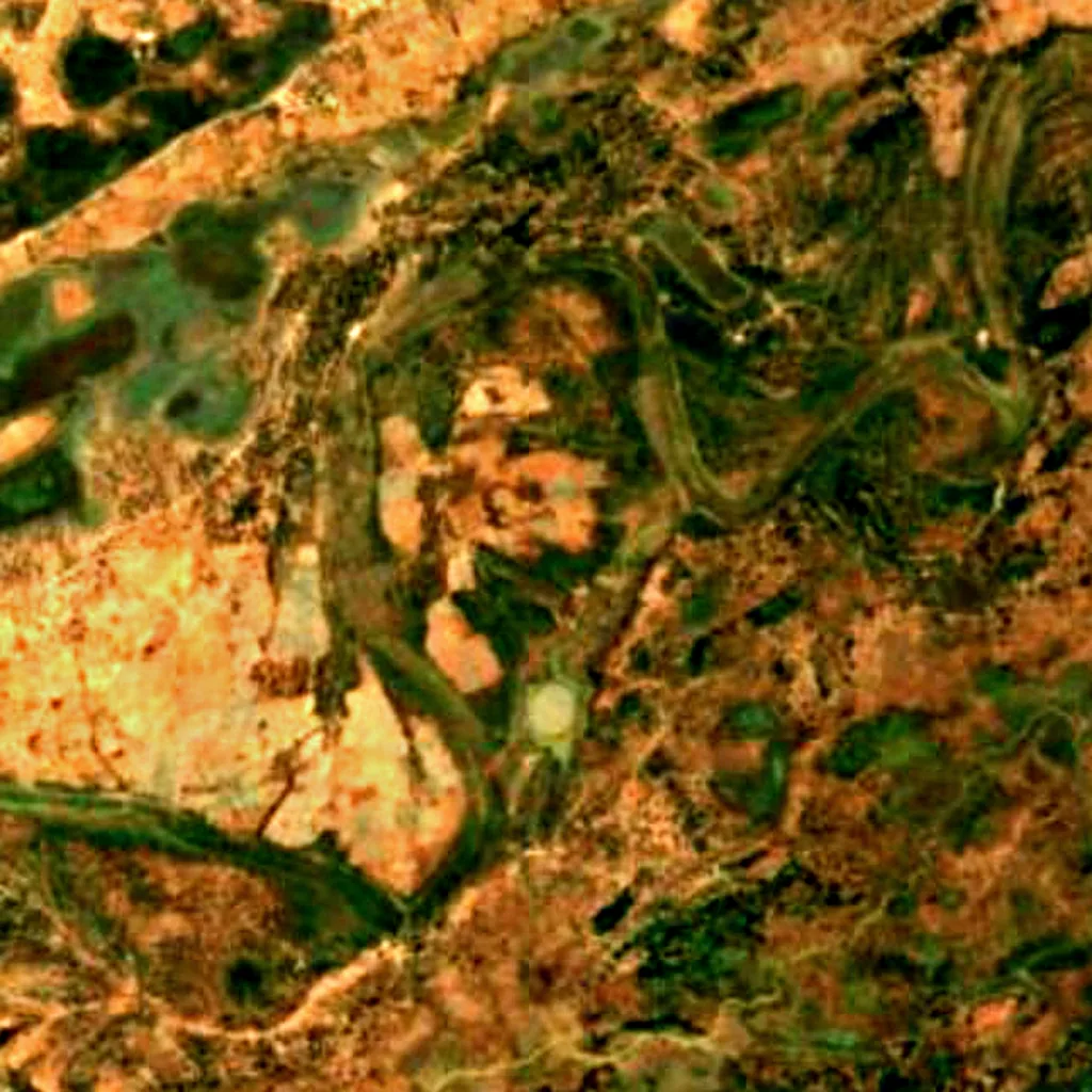 Hadejia-Nguru-Feuchtgebiete von oben gesehen (Sentinel-2)