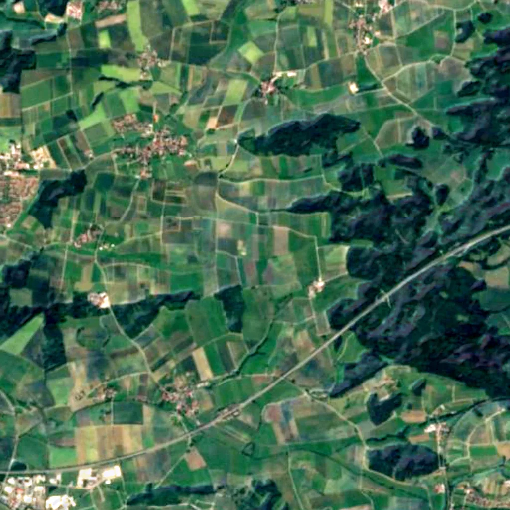 Hohenloher Ebene östlich von Wallhausen von oben gesehen (Sentinel-2)