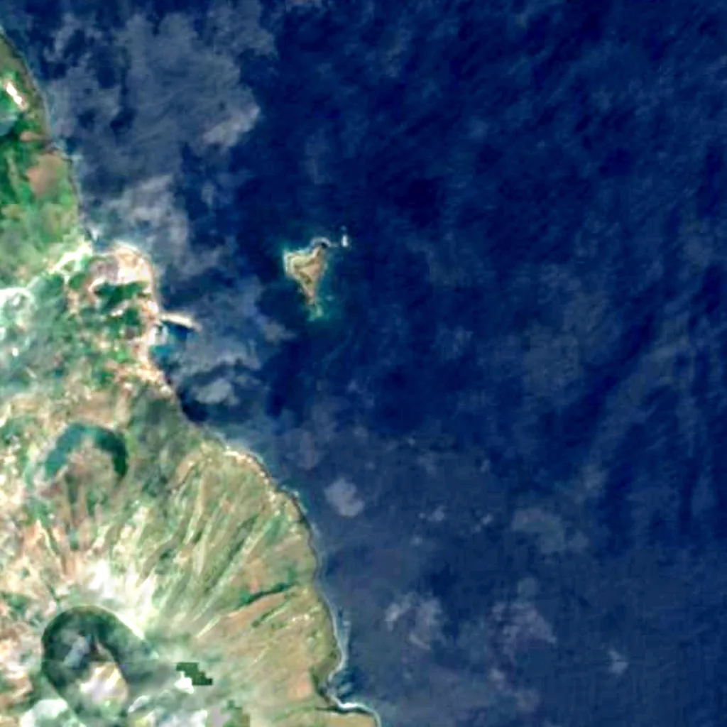 Ilhéu da Praia - Ilha Graciosa seen from above (Sentinel-2)