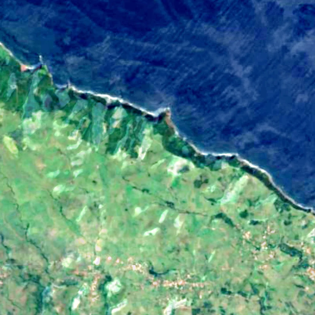 Ilhéu do topo e Costa Adjacente - Ilha de S. Jorge visto de cima (Sentinel-2)