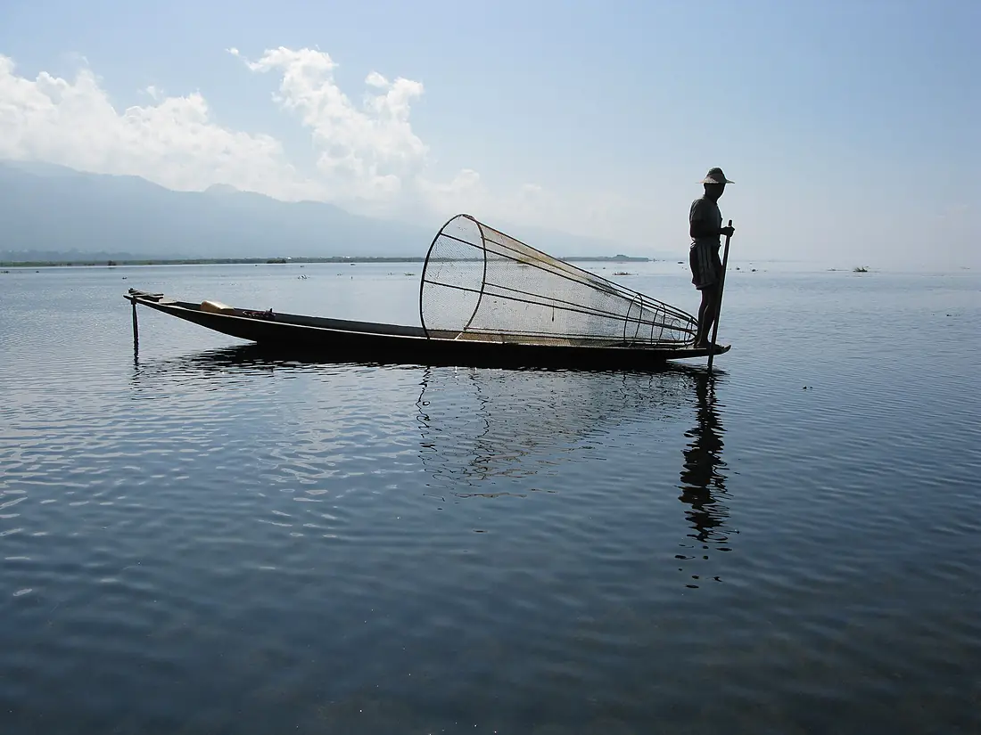 Inle Lake, Fisherman on the boat 2, Myanmar