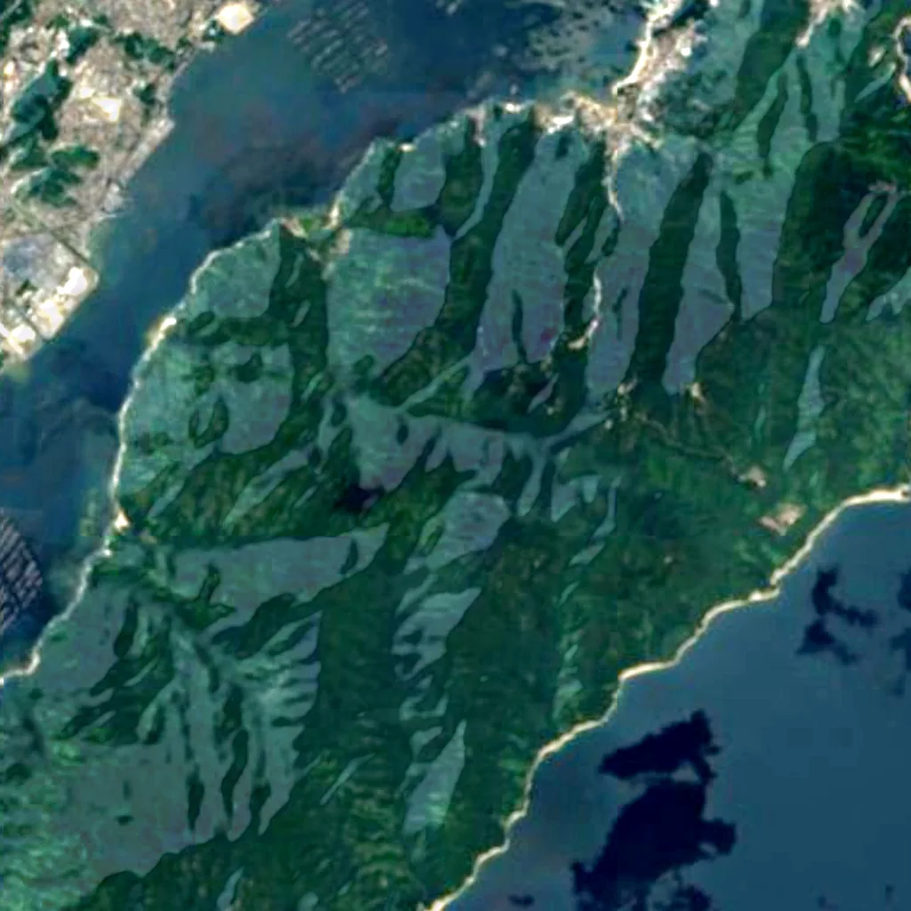 Île Itsuku vu d'en haut (Sentinel-2)