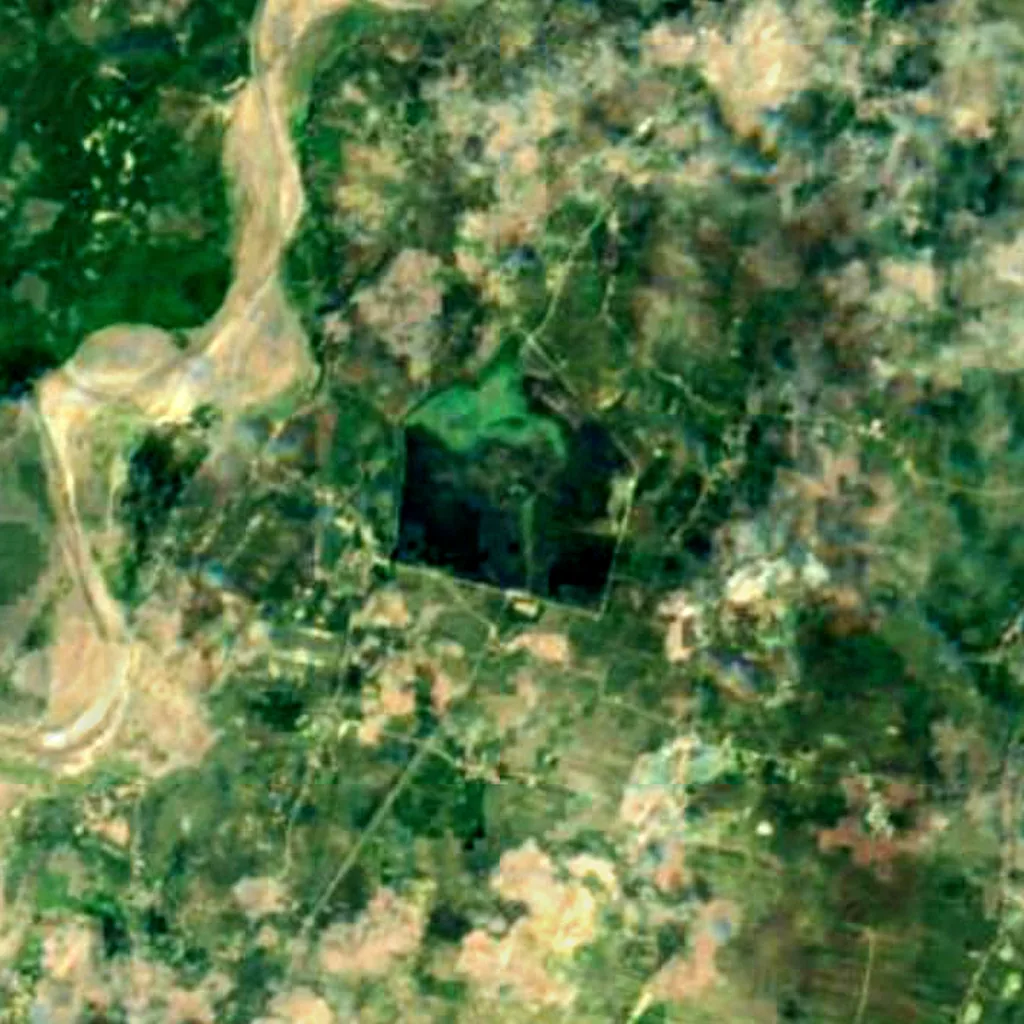 Jagdishpur Reservoir vu d'en haut (Sentinel-2)