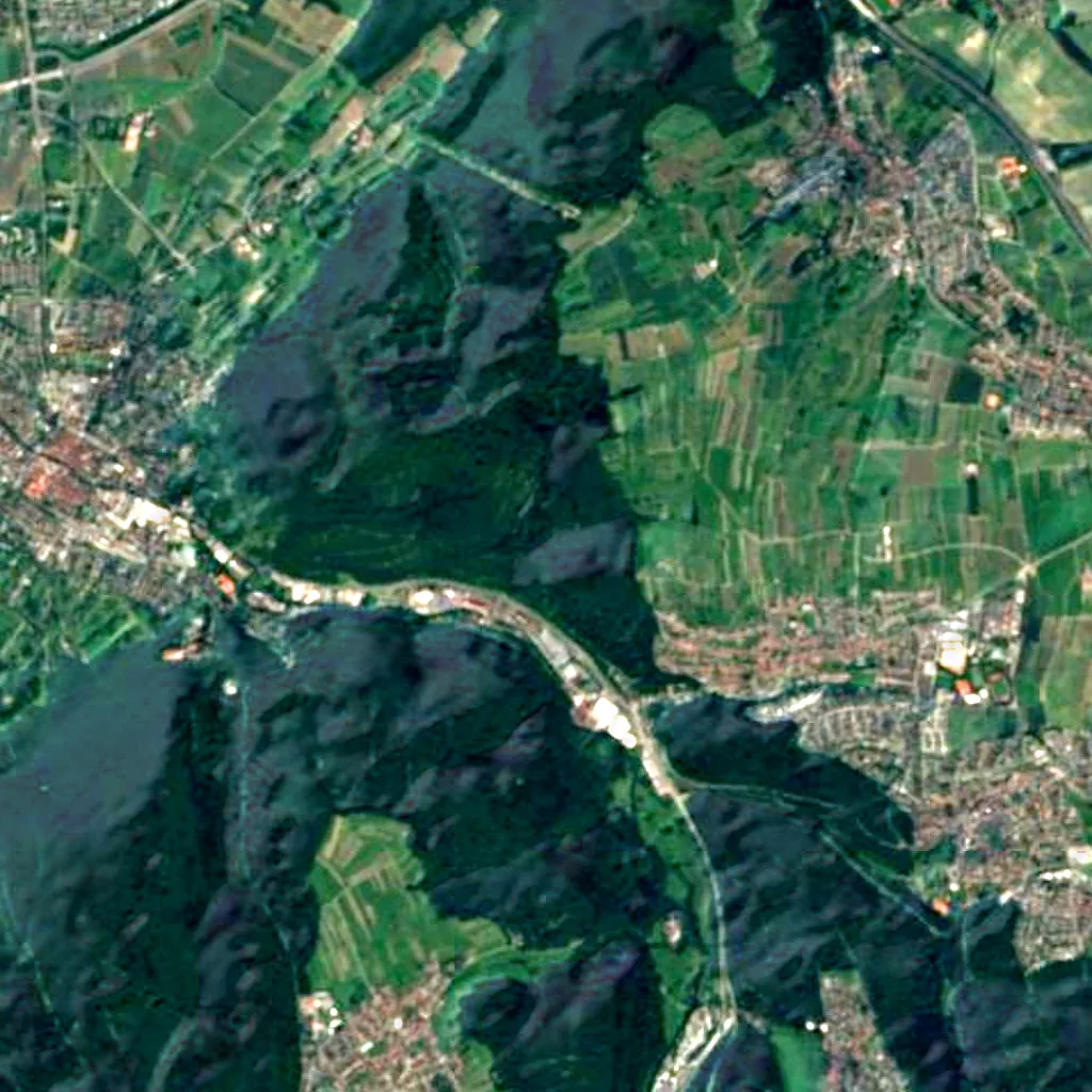 Kälberklamm und Hasenklamm seen from above (Sentinel-2)