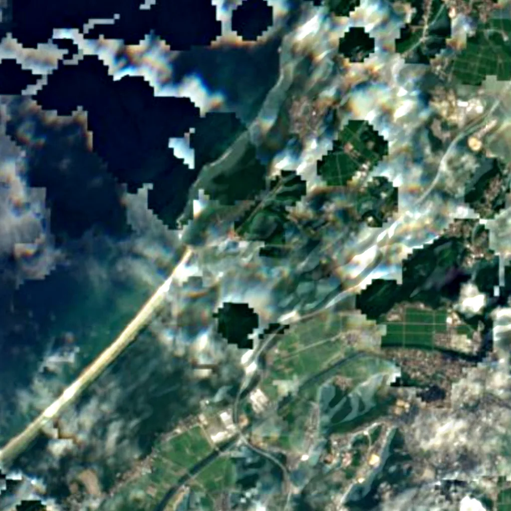 Katano Kamoike vu d'en haut (Sentinel-2)