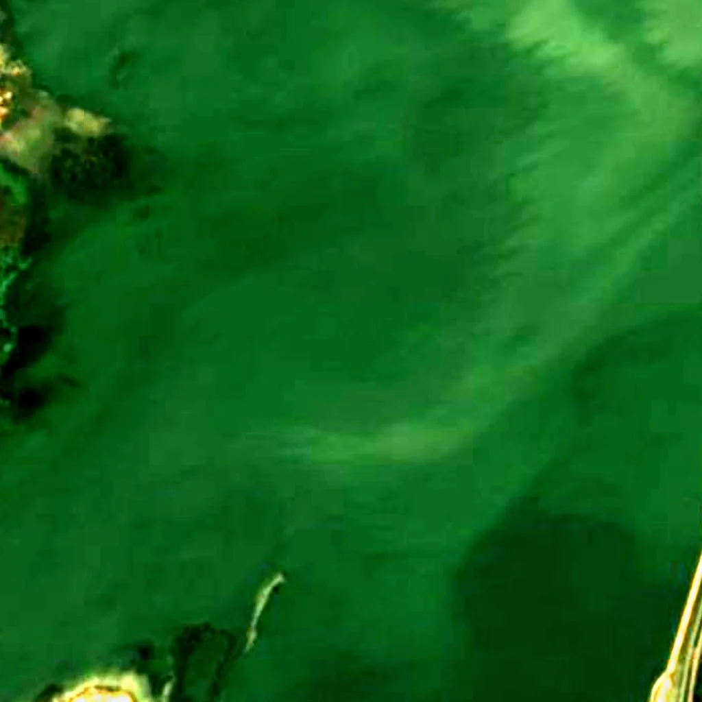 Keenjhar Lake visto desde arriba (Sentinel-2)