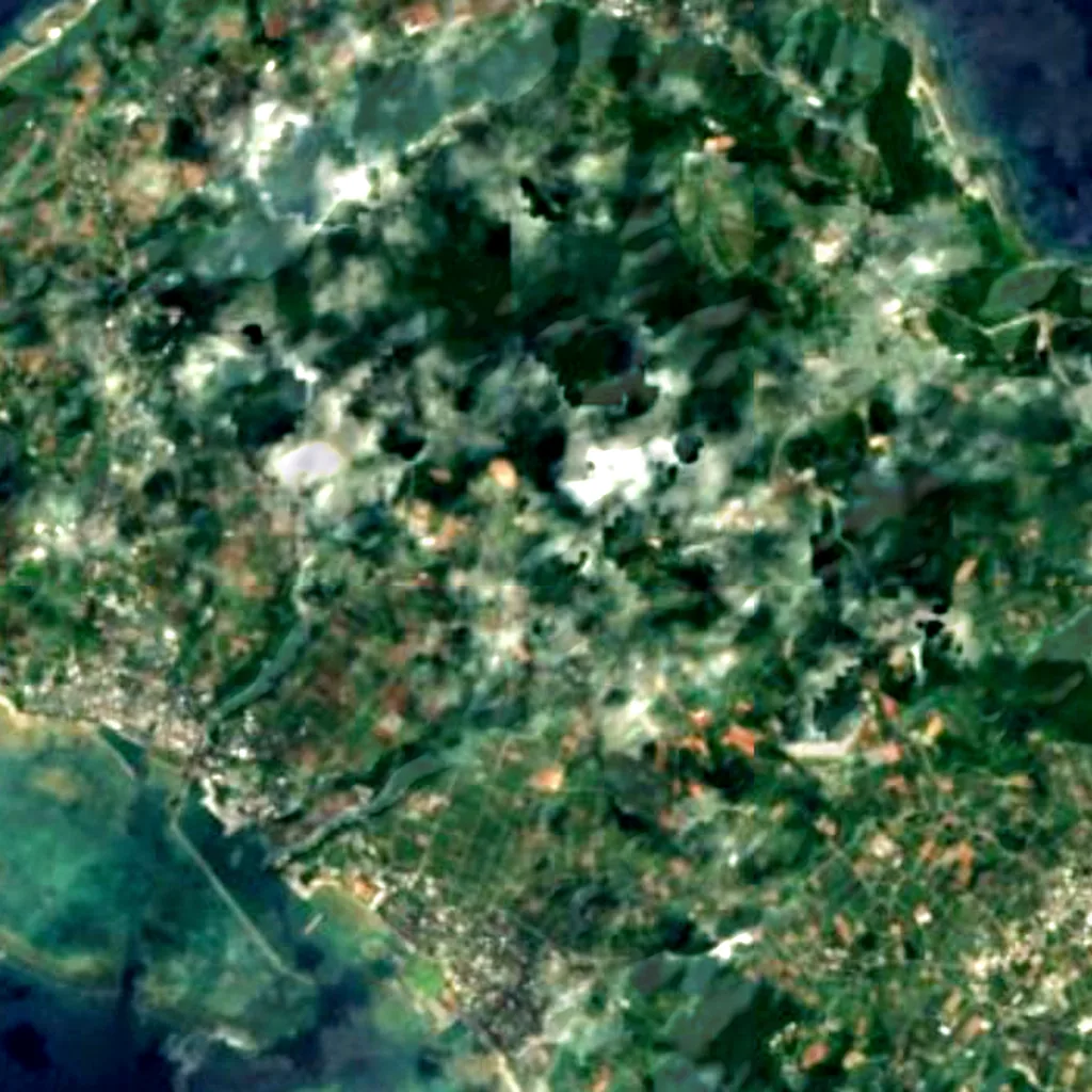 Île Kume vu d'en haut (Sentinel-2)