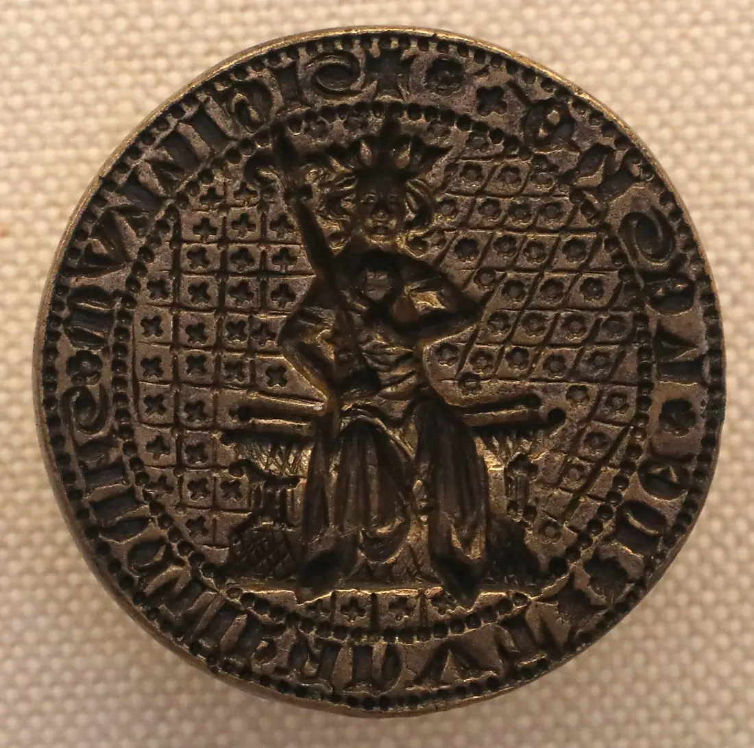 Danimarca, sigillo della gilda di san canuto (s. knut) di laeso, 1350 ca