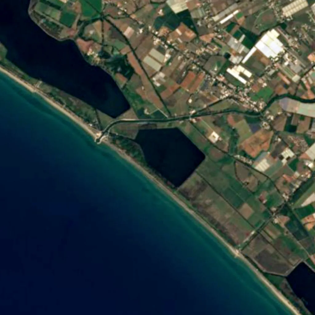 Lago dei Monaci vu d'en haut (Sentinel-2)