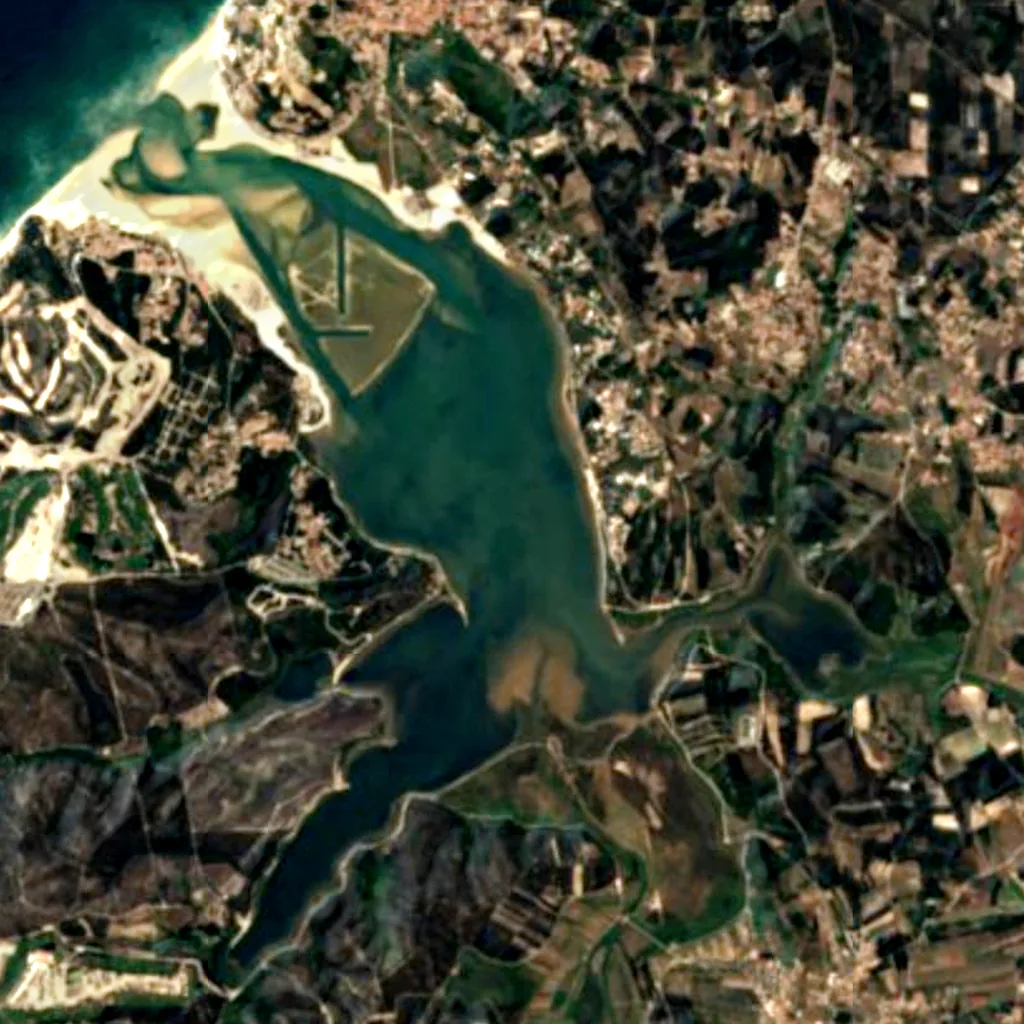 Lagune d'Óbidos vu d'en haut (Sentinel-2)