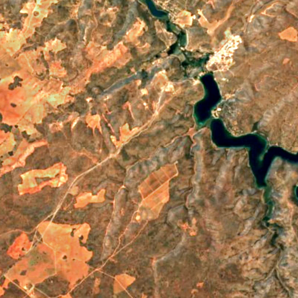 Parc naturel des lacs de Ruidera vu d'en haut (Sentinel-2)