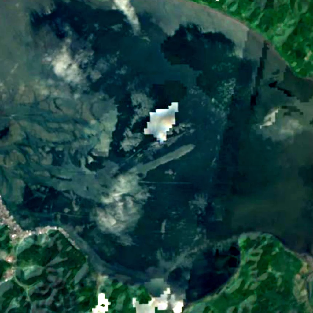 Lac Akkeshi vu d'en haut (Sentinel-2)