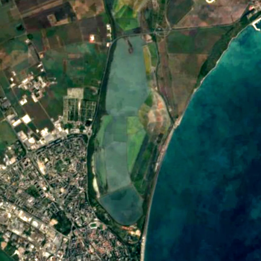 Lake Atanasovsko seen from above (Sentinel-2)