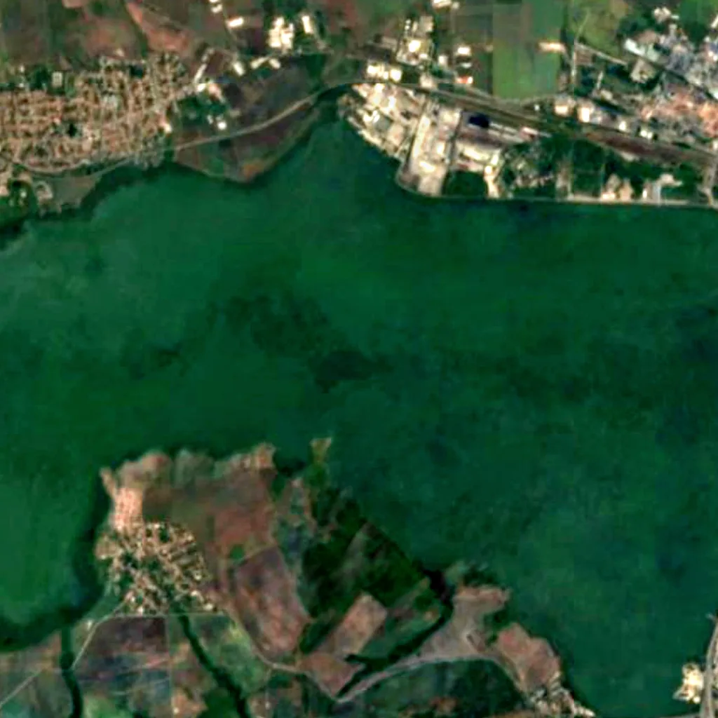 Lago Burgas visto desde arriba (Sentinel-2)