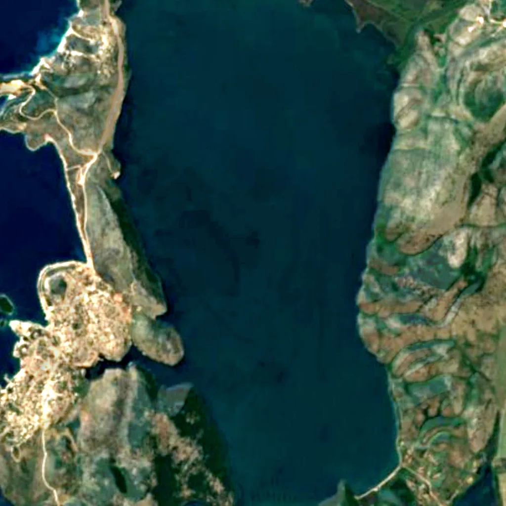 Lago Butrinto visto desde arriba (Sentinel-2)