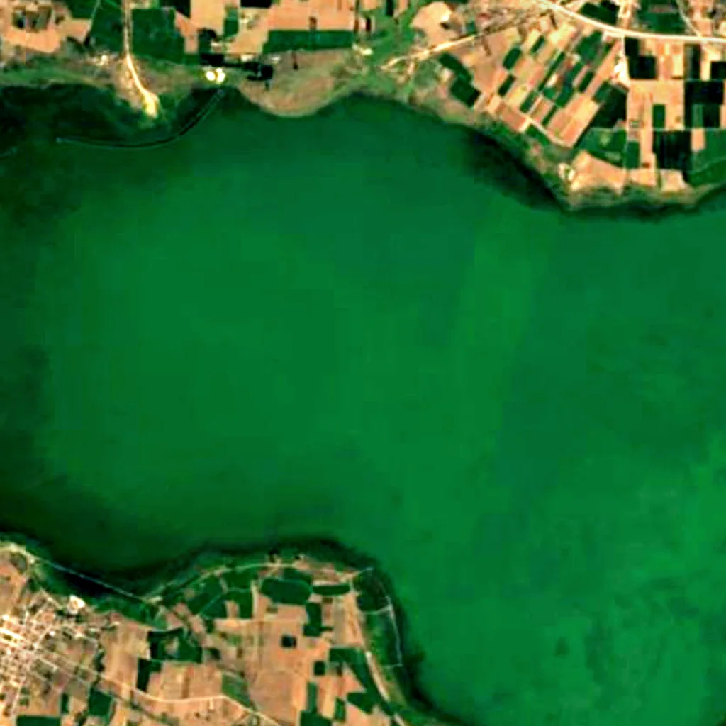 Lac Korónia vu d'en haut (Sentinel-2)