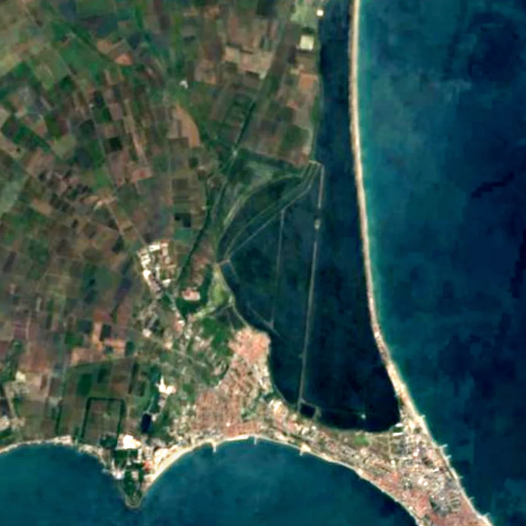 Pomorie-See von oben gesehen (Sentinel-2)