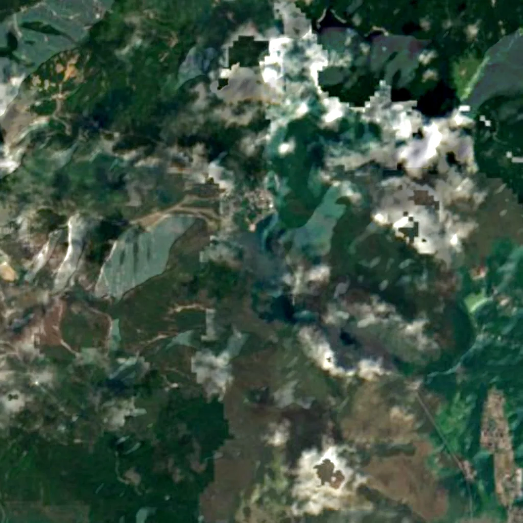 Lac Yu vu d'en haut (Sentinel-2)