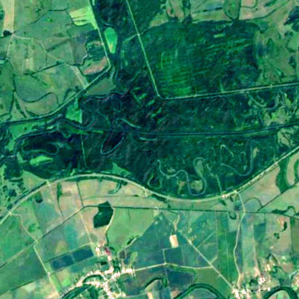 Landschaftsschutzgebiet Latorica von oben gesehen (Sentinel-2)