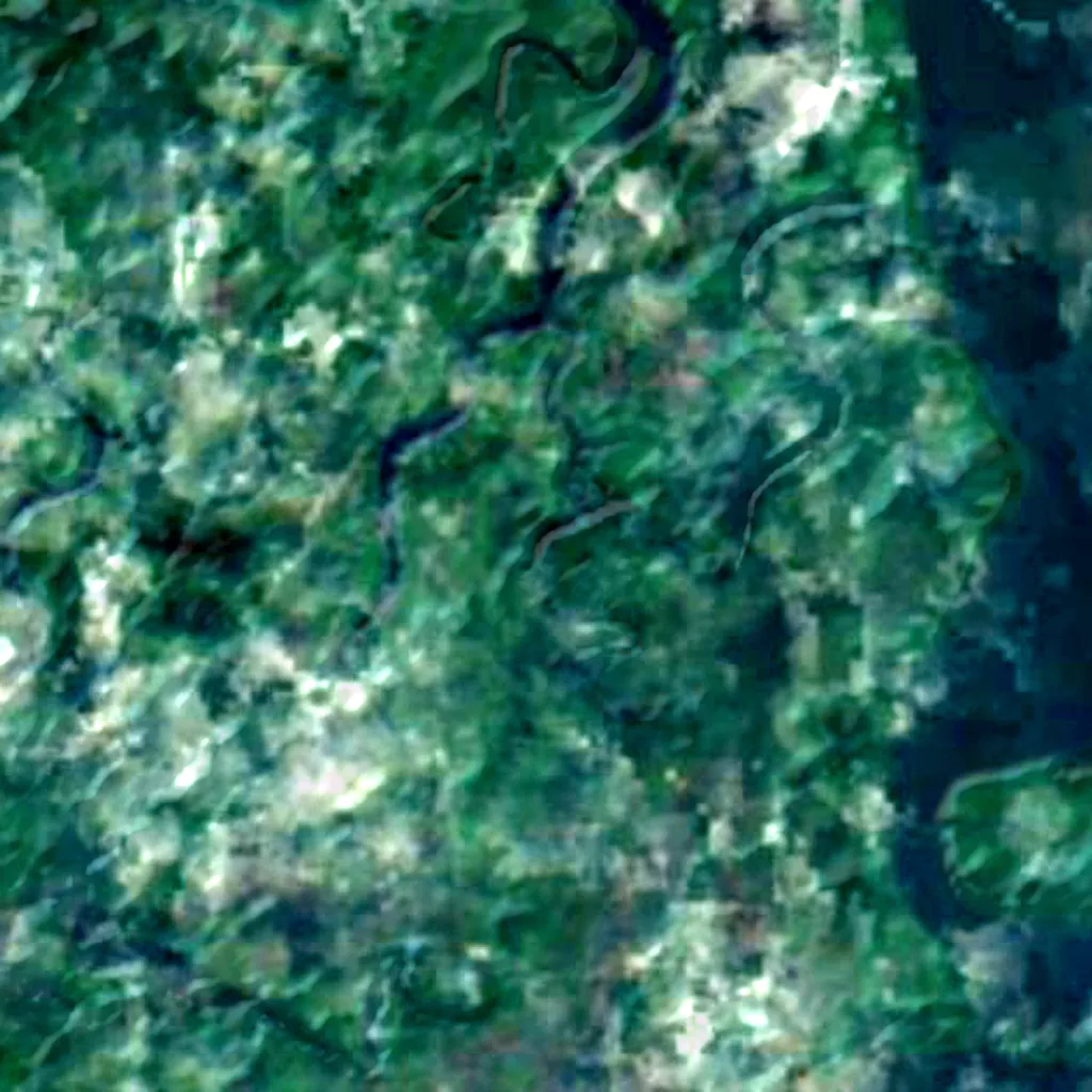 Manglares Cayapas-Mataje Ecological Reserve seen from above (Sentinel-2)