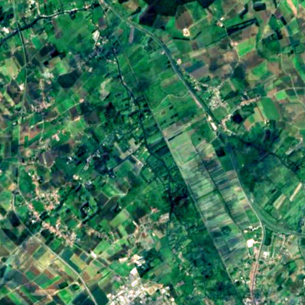 Marais Audomarois biosphere reserve seen from above (Sentinel-2)