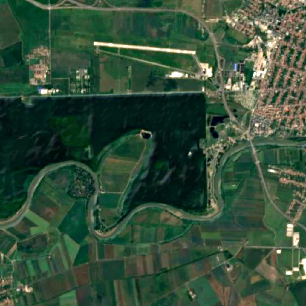 Mureș Floodplain Natural Park seen from above (Sentinel-2)