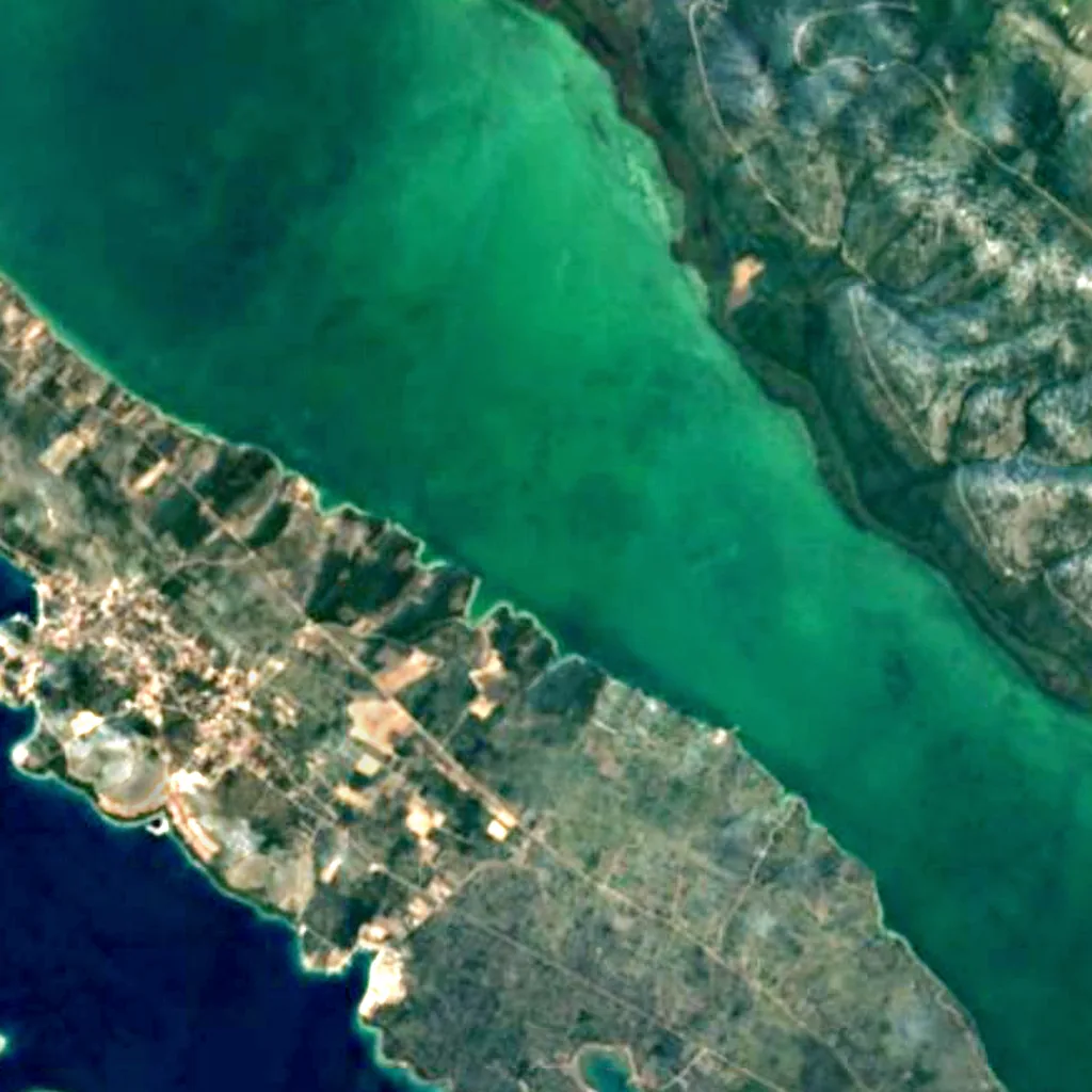 Nature Park Vransko Lake vu d'en haut (Sentinel-2)