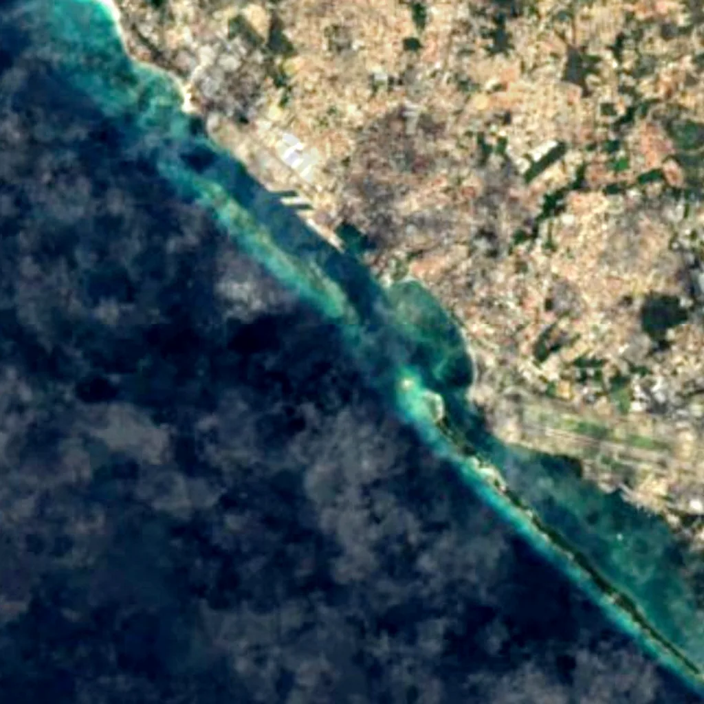 Oranjestad Reef Islands seen from above (Sentinel-2)