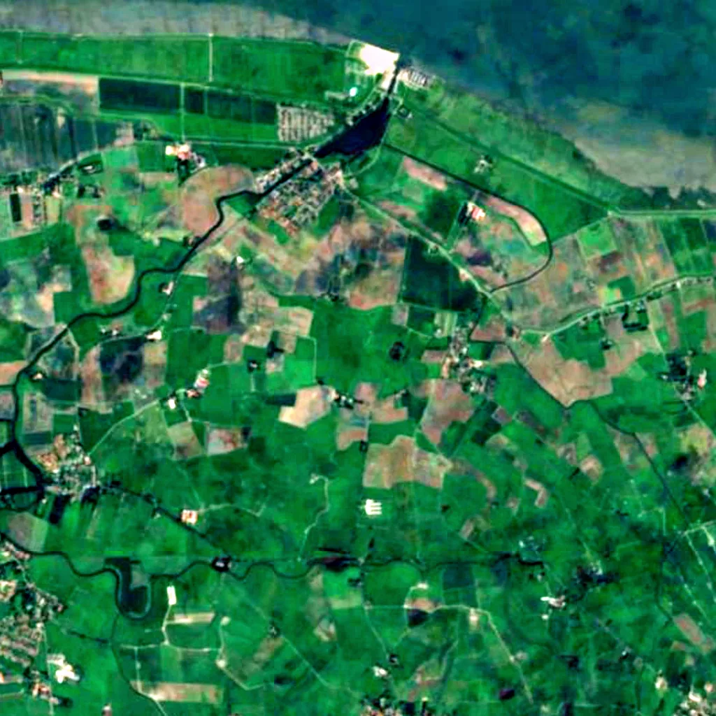 Ostfriesische Seemarsch zwischen Norden und Esens seen from above (Sentinel-2)