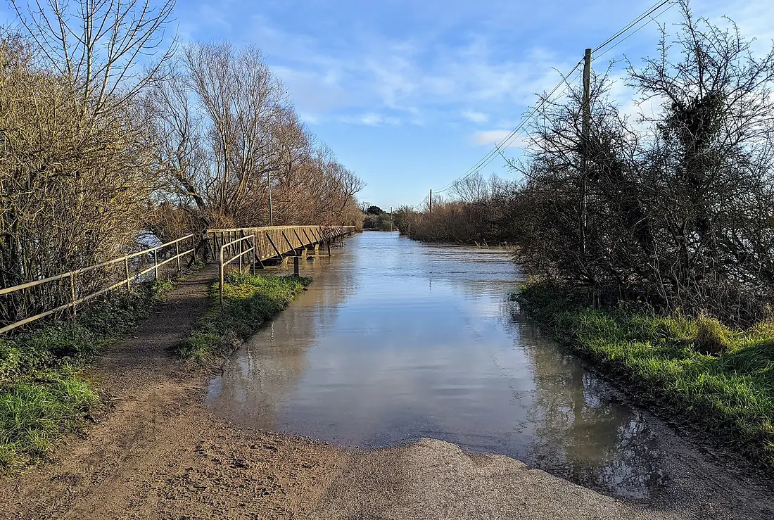 Flooded Road at Sutton Gault
