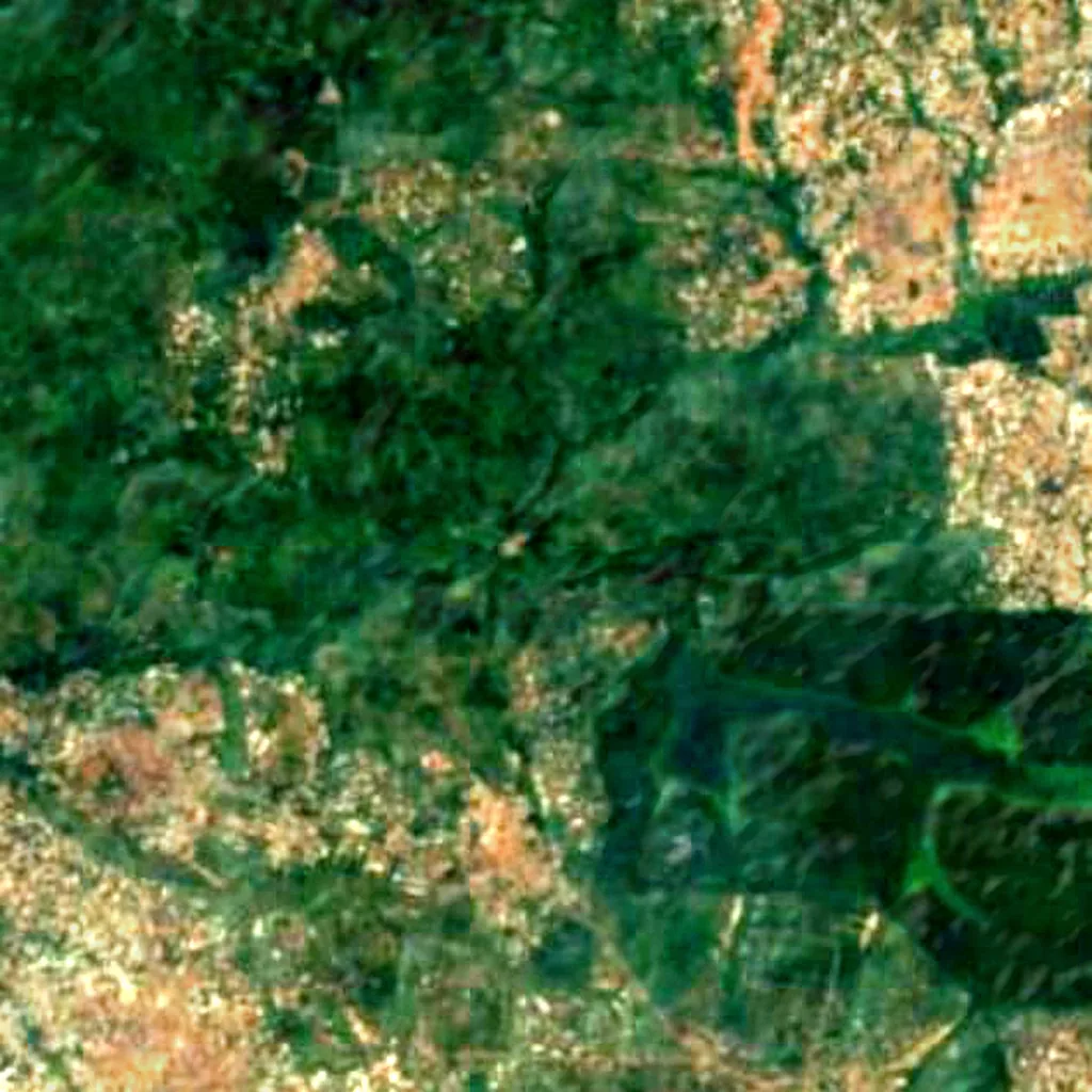 Owabi Wildlife Sanctuary vu d'en haut (Sentinel-2)